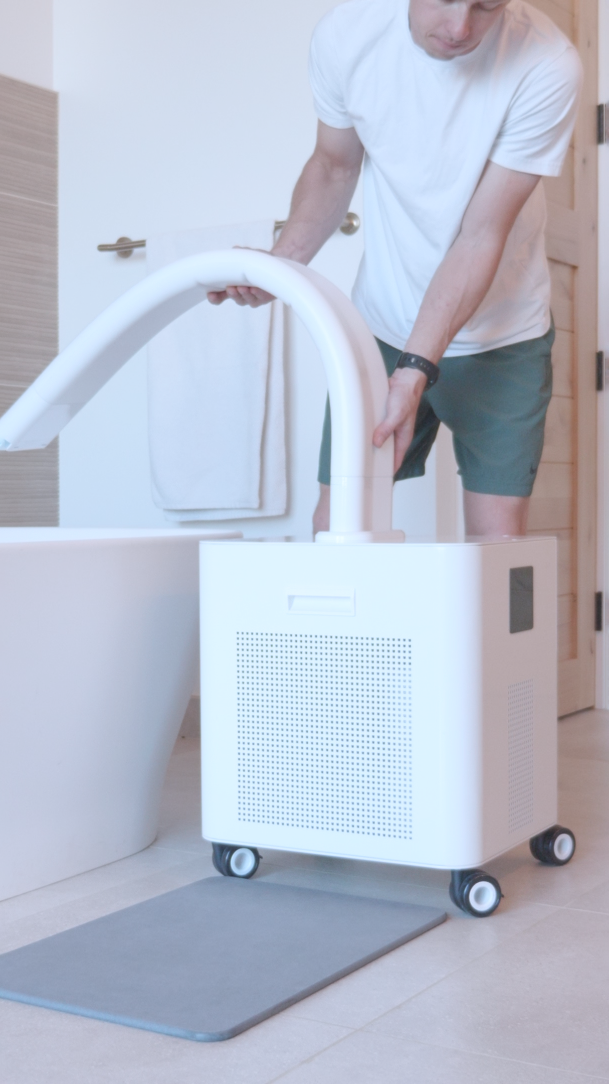 HomePlunge cold plunge chiller connected to a bathtub — DIY-friendly setup